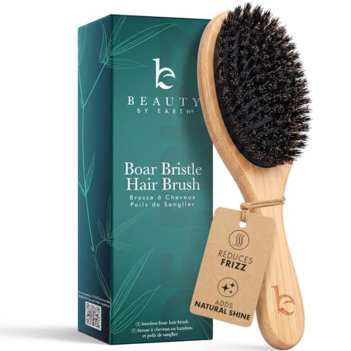 Boar Bristle Hair Brush for Fine & Thin Hair – 100% Soft Natural Bristles