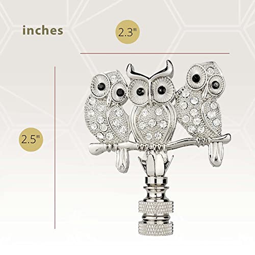 Image of Royal Designs, Inc. 3D Two-Sided Rhinestone Owl Trio Lamp Finial, F-5104-CH-1, Chrome