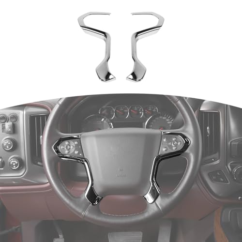 RT-TCZ Cubierta de ajuste del volante ABS Decoración Accesorios interiores para Chevrolet Silverado para GMC Sierra 2014-2018 Cromo
