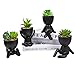 LJMBOEN 4 PCS Cute Fake Succulent with Creative Human Shaped Pots,Mini Ceramic Plant Potted Succulents for Women Men,Faux Succulents Plants for Office,Home,Bathroom and Shelf Decor (White)