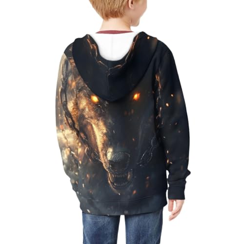GLUDEAR Kids Cool Wolf 3D Print Full Zip Hoodies Packet Pullover Hooded Sweatshirt for Boys Girls4