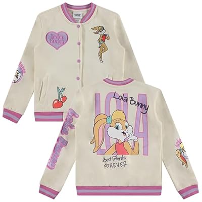 Looney Tunes Lola Bunny Varsity - Chaqueta bomber para niñas pequeñas y grandes, tallas 4-16, Marfil/rosa intenso, 10-12 | Ya disponible en tu tienda friki favorita! En mundofriki.es! Looney Tunes Lola Bunny Varsity - Chaqueta bomber para niñas pequeñas y grandes, tallas 4-16, Marfil/rosa intenso, 10-12 | Ya disponible en tu tienda friki favorita! En mundofriki.es!
