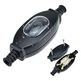 Aifeier ET 1PCS Outdoor Dustproof Rocker Switch, 3A 250V ON/Off Waterproof IP65 Lamp Cord Cable Inline Button Appliance Control Rocker Switch for Appliance or Bedroom Table Lamp Desk LED Light, Black