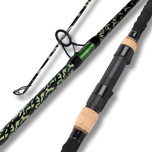 Fiblink Surf Fishing Rod,Carbon Fiber Spinning Surf Rod,2Piece/3Piece/4Piece Travel Fishing Rod,Green Camouflage Pattern Design,Surf Fishing (12' - Heavy - 20-40lb - 2pc)