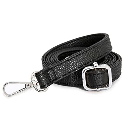 Black Purse Strap Replacement - Full Grain Microfiber Leather for Small Shoulder Crossbody Bag.59 Inch Long, 0.98 Inch Wide(Silver）