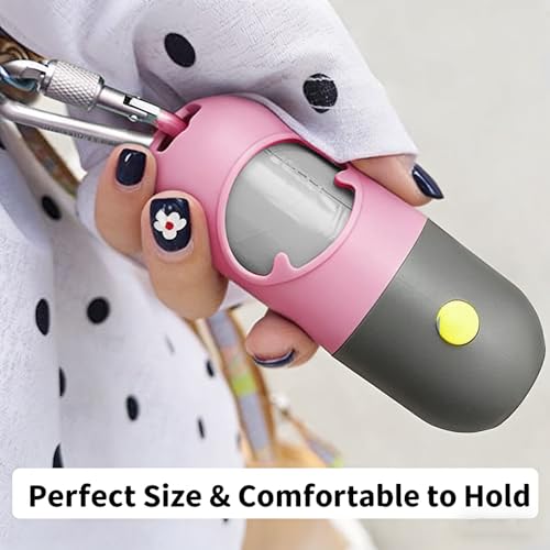 Miniatura 4 de Dispensador De Bolsas Para Excrementos De Perro Con Linterna Led Integrada Y Clip De Metal Para Correa, Soporte Para Bolsas De Residuos De Mascotas, Accesorio Para Pasear Perros Rosa