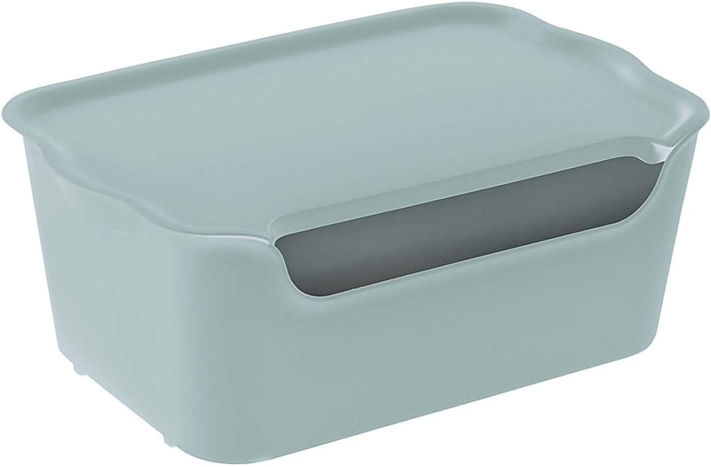 Kreher15 Liter Qatly Storage-Box, Sorting-Box with Lid, Organizer-Box for Kitchen, Wardrobe, Household, Grey, 39.5 x 26 x 15 cm