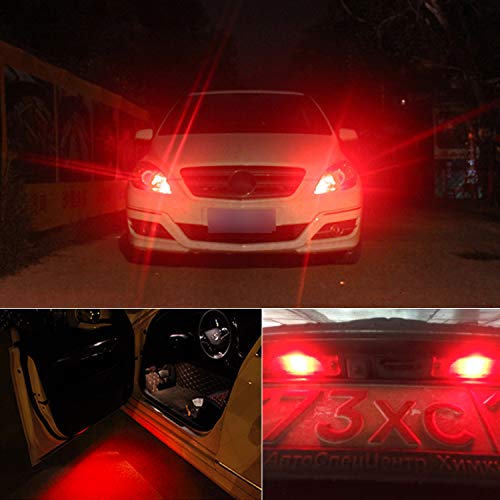 Phinlion 194 Led Red Super Bright Wedge 168 2825 175 T10 15-Smd 4014 Chipsets Led Replacement Bulbs For Car Side Marker Dome Map Reading Courtesy Tail License Plate Lights #TOP5