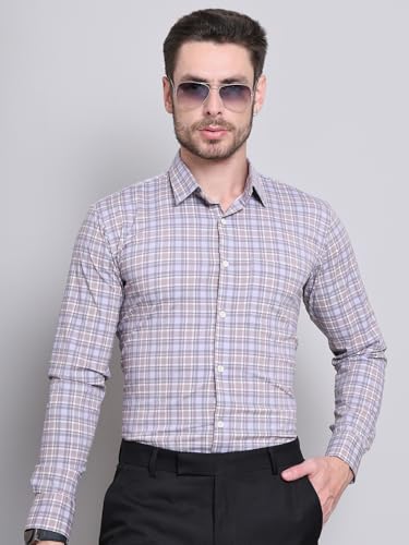 Image of Majestic Man Comfort Slim Fit Cotton Blend Checked Casual Shirt