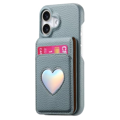 WOWUDI for Redmi Note14 4GWallet Case with Mirror RFID Protection Card Slots Magnetic Flip Cover Shockproof Heart Design Stand H