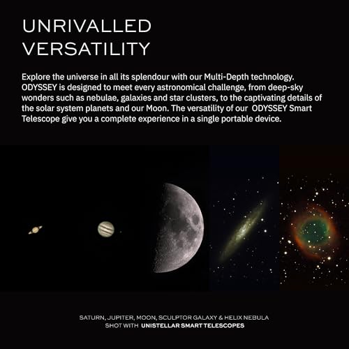 Image of Odyssey - UNISTELLAR Smart Telescope (no Eyepiece), 85mm f /3.9 (320mm) Digital & Computerized, App-Controlled Motorized Alt-Az, Enhanced Vision, RAW /FITS Export, 64GB, Tripod, 5h Battery (Black)