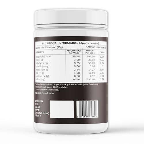 Image of Weoliv Unsweetened Cocoa Powder | Pure & Natural | Cocoa Powder for Cakes, Baking & Desserts | Hot Chocolate & Milkshakes | 250 g