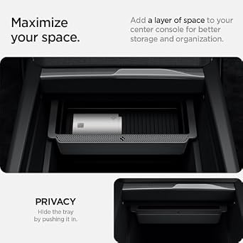 Spigen Tesla Bundle - Screen Protector & Centre Console Organiser & Under Screen Storage Organiser for Tesla Model Y Juniper 2025-2026 (Only Premium, Performance) and Model 3 Highland 2024-2026 (Only