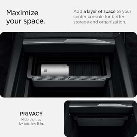 Spigen Tesla Bundle - Screen Protector & Centre Console Organiser & Under Screen Storage Organiser for Tesla Model Y Juniper 2025-2026 (Only Premium, Performance) and Model 3 Highland 2024-2026 (Only