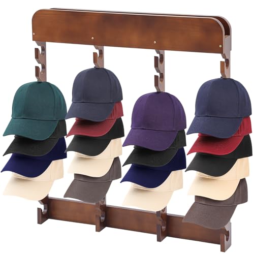 Wonderjune Wooden Hat Racks for Baseball Caps,40 Slots,Four Times,Baseball Cap