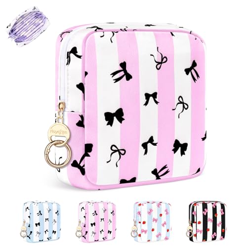 Image of Period Bag for Teen Girls, Canvas Sanitary Napkin Storage Bag with Zipper, Portable Menstrual Pad Bag Tampon Holder for Purse