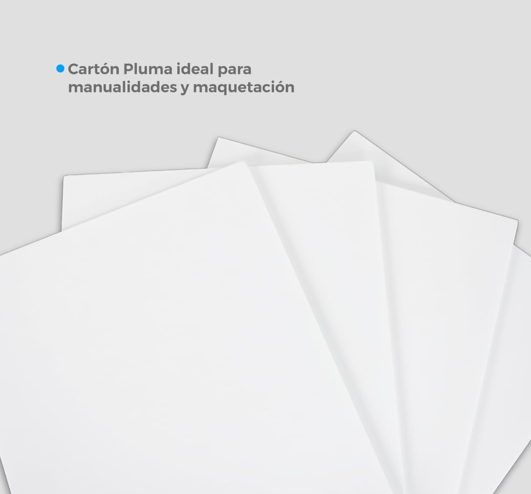 CHELY INTERMARKET Cartón Pluma A4 Adhesivo 5 MM Blanco Pack 10 Unidades Autoadhesivo Para Maquetas Manualidades Rotulación Diseño Escolar Proyectos Cartelería Presentaciones Decorativas Fácil