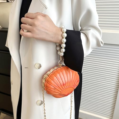 Image of Women Seashell Evening Bag Purse Mermaid Chain Strap Clutch Handbag Shoulder Bag | Seashell
