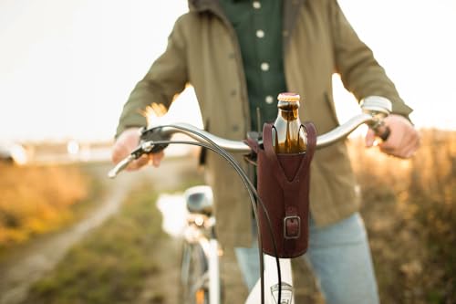 Gusti bottle case for bicycle - Connie handlebars bottle holder handlebar cup holders vintage Brown leather - Image 2