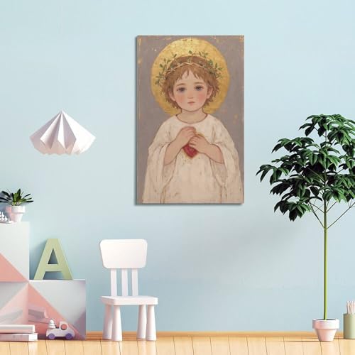 Toile enfant du Sacré-Cœur avec cadre : finissez-en avec les murs vides de votre chambre