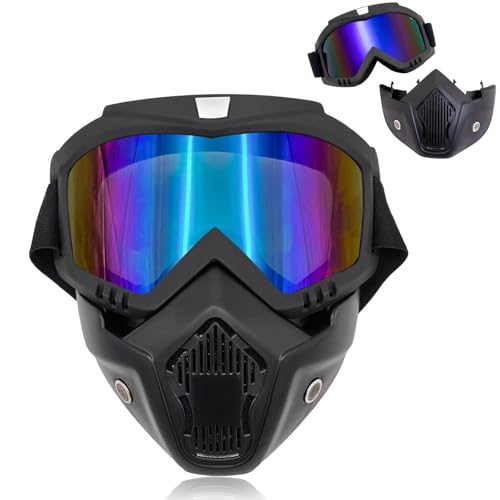 Image of VJK Bike Goggles - Removable Face Mask, Motion Goggles for Riding, Dirt, Ski, ATV, Motocross, Racing, Windproof, Fog-Proof, Warm for Adults