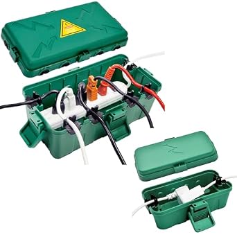 Medium IP54 Waterproof Outdoor Electrical Box10.6x5.5x4.5inch,Small Weatherproof Electrical Connection Boxinner5.5 x 3 x 2.2inch Protect Outlet,Plug,Timer,Power Strip,Holiday Light,Green