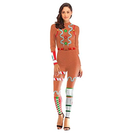 U LOOK UGLY TODAY Dam Halloween Cosplay-tryck Kostym Jumpsuit One-Piece Catsuit Bodysuit S/M & L&XL Tillgänglig