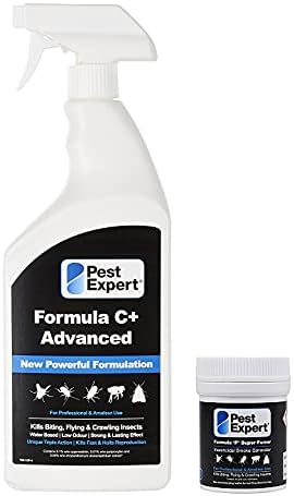 Clothes Moth Killer Spray 1ltr and Moth Killer Smoke Bomb 11g - Formula ‘C’ Moth Spray and Formula ‘P’ Moth Fumigators from Pest Expert (HSE approved and tested – professional strength product)