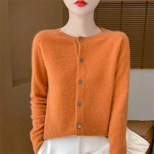 Women's Sweater Round Neck Button Single line Slim Long Sleeve Cardigan Warm top2