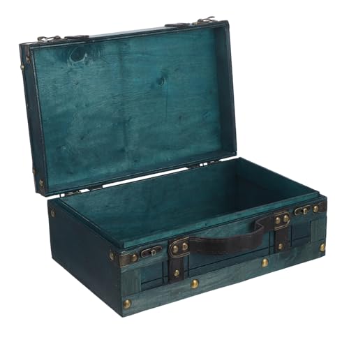 minkissy Caja Organizadora Vintage de Madera para Joyas y Maletín Retro Portátil con Diseño Antiguo Resistente para Decoración y Almacenamiento Multifuncional
