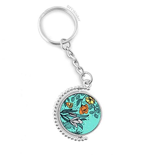 Porte-clé rotatif 1,2x3,5 pouces Lily Camélia multicolore art moderne