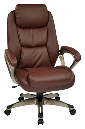 Office Star Executive Eco Leather Chair with Coil Spring Seat, Padded Arms,