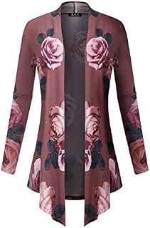BH B.I.L.Y USA Women's Open Front Drape Hem Lightweight Cardigan Floral Print 61047