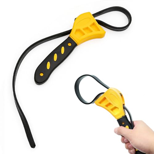 Image of ChainYao Professional Rubber Strap Wrench, Heavy-Duty Adjustable Wrench for Plumbing, Oil Filters, Jars. Non-Slip Grip Securely Turns Pipes, Showerheads, Water Filters. Easy-Grip Handle (Yellow)
