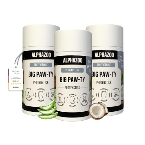 alphazoo Big Paw-ty Pfotenstick 25 g - Pfotenpflege für Hunde - Pfotenbalsam gegen trockene Pfoten - Schutz vor Kälte, Streusalz & Austrocknung - natürliche Pflege mit Kokosöl, Sheabutter & Aloe Vera