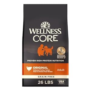 Wellness CORE Dry Dog Food, Grain-Free, High Protein, Natural, Original Turkey & Chicken Recipe, (26-Pound Bag)