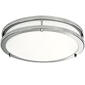 LB72119 LED Flush Mount Ceiling Light, 12 inch, 15W (150W Equivalent) Dimmable 1200lm, 4000K Cool White, Brushed Nickel Round Lighting Fixture for Kitchen, Hallway, Bathroom, Stairwell