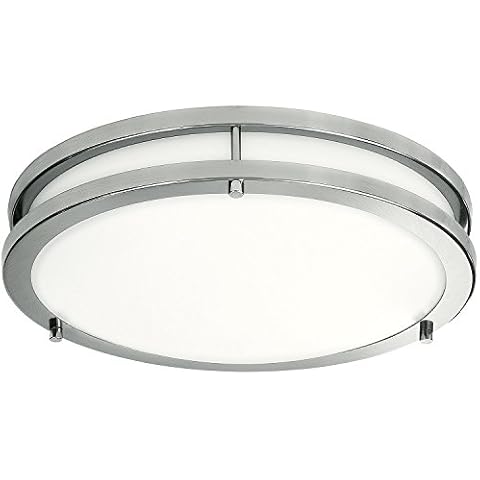 LB72171 LED Flush Mount Ceiling Light, 10 inch, 17W (120W Equivalent) Dimmable 1350lm, 5000K Daylight, Brushed Nickel Round Lighting Fixture for Kitchen, Hallway, Bathroom, Stairwell Cover