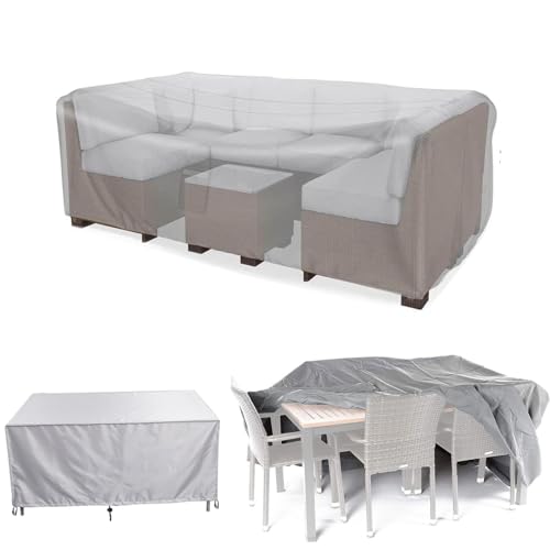 ZGHQHCDRH Funda Impermeable para Muebles de Patio de Exterior, 600D, Resistente, Rectangular, para Mesa y Silla, 230 x 90 x 70 cm, protección Duradera para Juegos de sofás de Comedor.