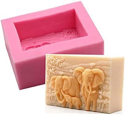 Elephant Family Silicone Soap Molds Animal Bar Soap Making Molds Square Soap Mould for Baby Shower