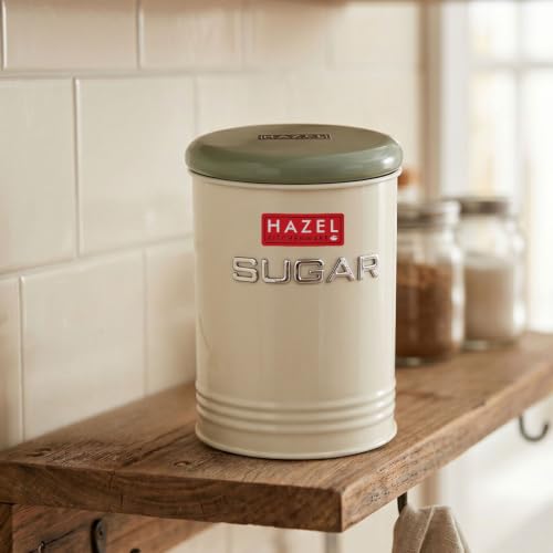 Image of HAZEL Sugar Container with Airtight Lid | Metal Kitchen Storage Jar for Sugar