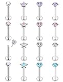Xwnskvvz Pendientes de tragus sin rosca de acero quirúrgico Medusa Piercing de estrella/cuadrado/redondo/corazón en forma de corazón Labret de cristal para mujeres y hombres, Metal Cristal, circonita