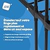 NK Etendoir Linge Interieur-Exterieur Pliable à 4 Niveaux - 6 Plateaux Rétractables + 2 Ailes Latérales avec Support pour Cintres + Porte-Chaussures, roulettes 360°, Couleur Noir (19m de Linge)
