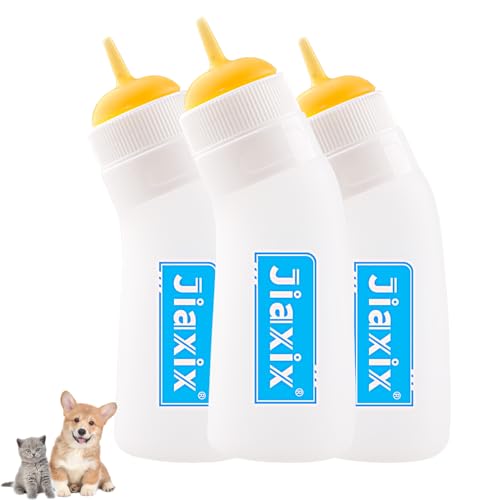 3 Pack Kitten Silicone Nursing Bottle,Silicone Feeding Nipple, Reusable Newborn Kitten Supplies, Suitable for Feeding Kitten, Puppy, Rabbit, Hamster (Yellow, Medium)