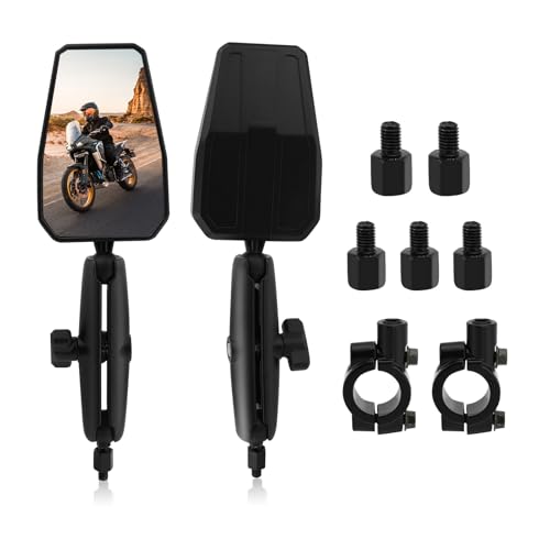WODHMIEY Motorcycle Rearview Mirror, Aluminum Alloy Foldable Rearview Mirror, 360° Adjustable Motorbike Side Mirror, Suitable for Motorcycles, Dirt Bikes, ATVs, and Electric Vehicles
