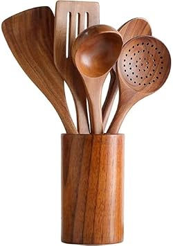 Healthy Cooking Utensils Set, Wooden Cooking Tools and Wooden Kegs for Storage, Natural Non-Stick Hard, Healthy Cooking Utensils Set, Wooden Cooking Tools and Wooden Kegs for Storage, Natural