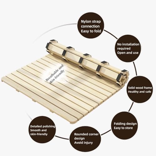 Mat Solid Wood Bed Boards Breathable Plate Foldable Plate Futon Frame FoldingFolding Floor Slatted Frame,Japanese Bed Frame Horizontal Mattress Support Board Wood Slatted Low Platform Bed Fr