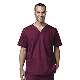 Carhartt Men's Ripstop Multi-Pocket Scrub Top, Wine, Small