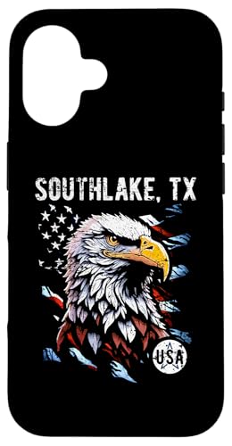 Carcasa para iPhone 16 Southlake Texas Patriotic Eagle Bandera de Estados Unidos diseño vintage