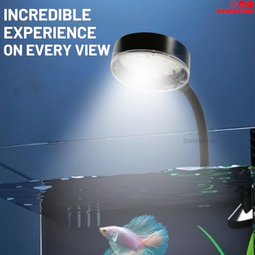 Image of SANSEFERO Aquarium LED Light for Fish Tank High Brightness Clip Lamp with 360 Flexible Suitable for 1-2 Feet Tank 6.4W (LY-307)